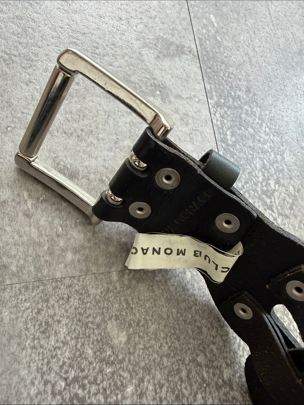 Club Monaco Black Woven Leather Womans's Belt with Silver Buckle